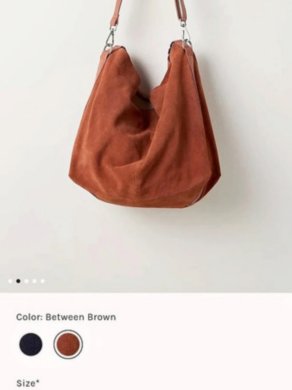 NWT Free People Suzie Suede Slouchy Tote Bag Brown
